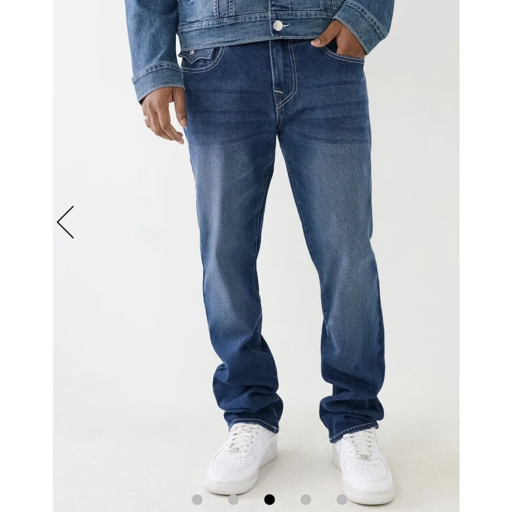 NWT True Religion Ricky Relaxed Straight Flap Jeans 34X34 Men Blue Orig.$159